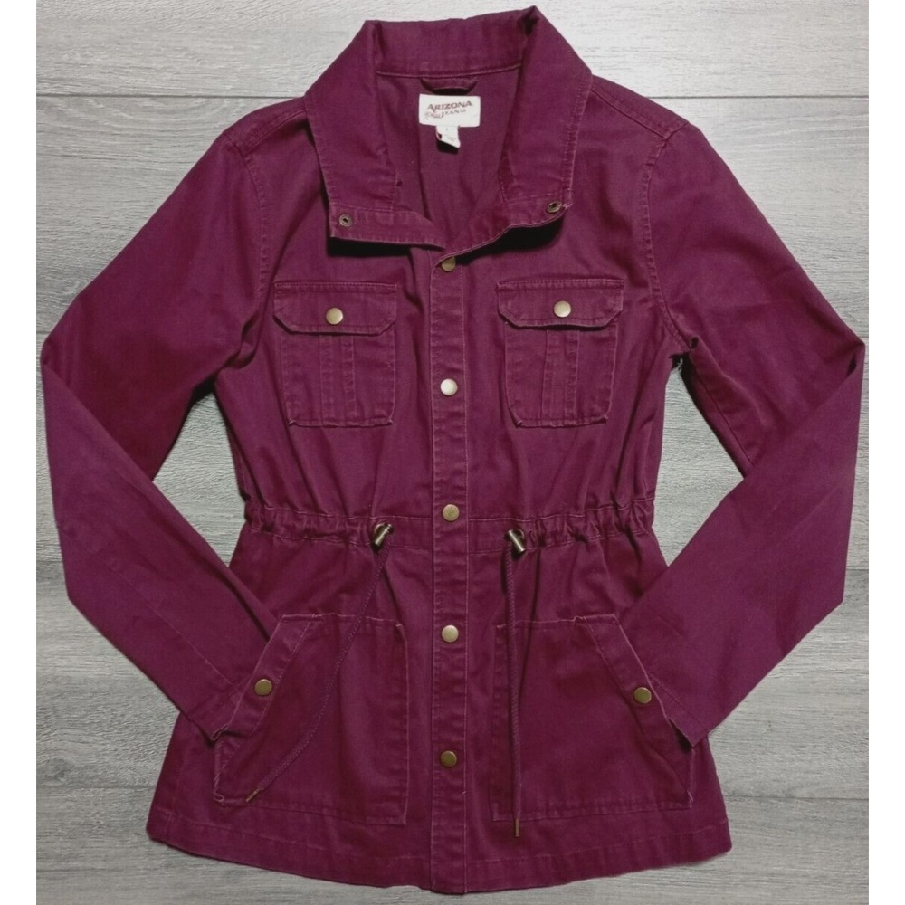 Arizona Jeans Co. Jacket Adult Small Maroon Drawstring Lightweight Womens
